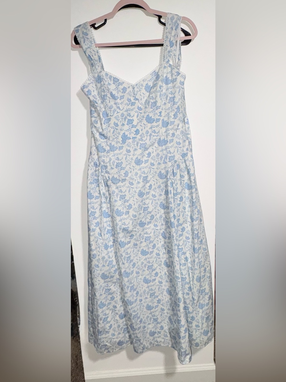 Altar'd State Light Blue Floral A-Line Midi Skirt